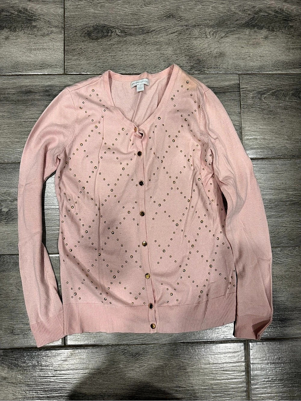 New York & Company Studded Cardigan in Pink Size Small Like New